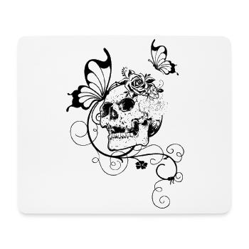 Skull with roses and butterflies - Mouse Pad (horizontal) - white - Front