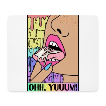 EROTIC POP-ART ARTWORK SEXY COMIC GIRL TONGUE - Mouse Pad (horizontal) - white - Front