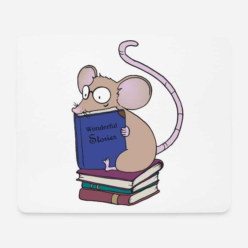 Leseratte mit Büchern wundervolle Geschichten - Mousepad (Querformat) - Weiß