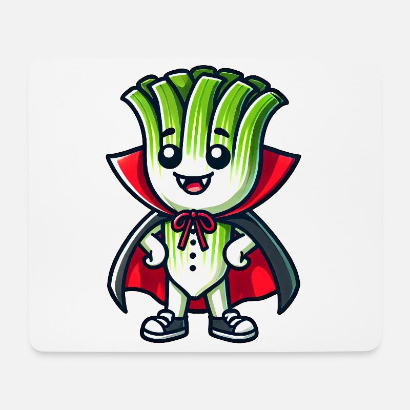 Süße Halloween Lauchstange Vampir Comic Grün - Mousepad (Querformat) - Weiß