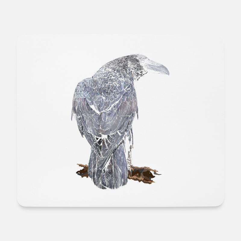 Rabe - Mousepad (Querformat) - Weiß