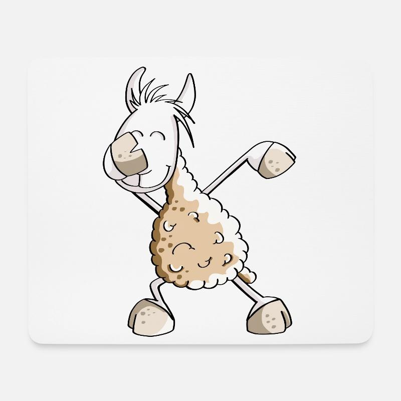 Dab Dance Lama - Dabbing Alpaca - Fun Comic - Tapis de souris (format paysage) - blanc