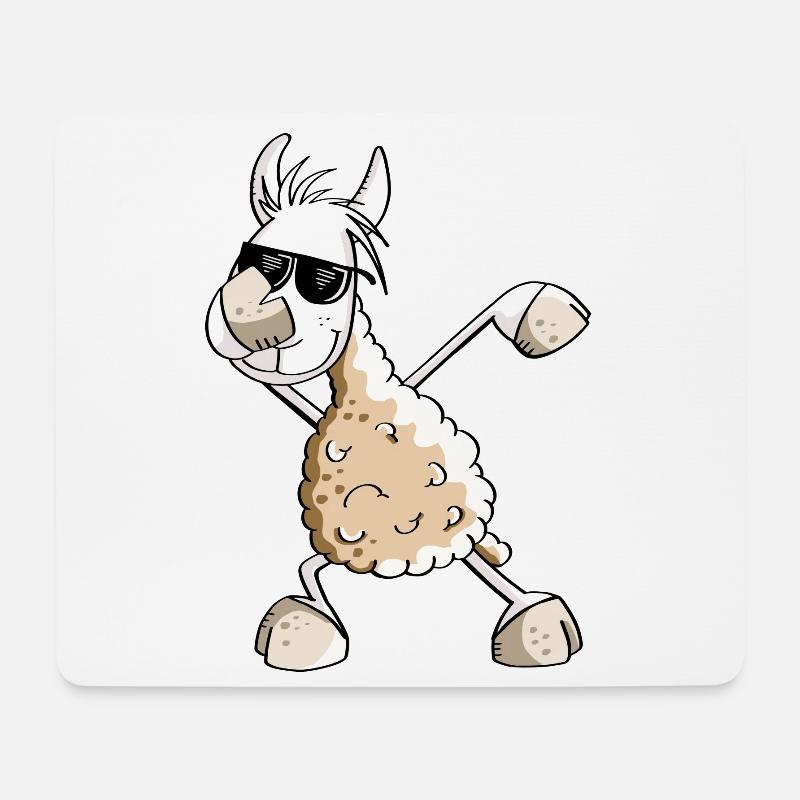 Cooles Dab Dance Lama - Dabbing Alpaka - Comic Fun - Mousepad (Querformat) - Weiß