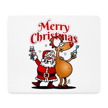 Merry Christmas - Santa Claus and his reindeer - Mouse Pad (horizontal) - white - Front