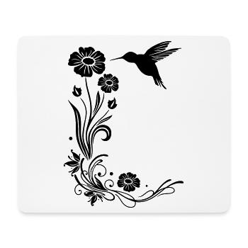 Motif floral avec des fleurs et colibris. - Tapis de souris (format paysage) - blanc - Devant