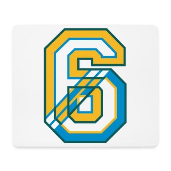 Jersey number six in varsity style - Mouse Pad (horizontal) - white - Front