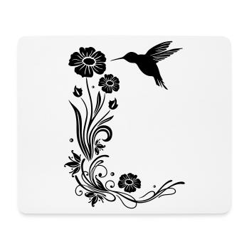 Motif floral avec des fleurs et colibris. - Tapis de souris (format paysage) - blanc - Devant