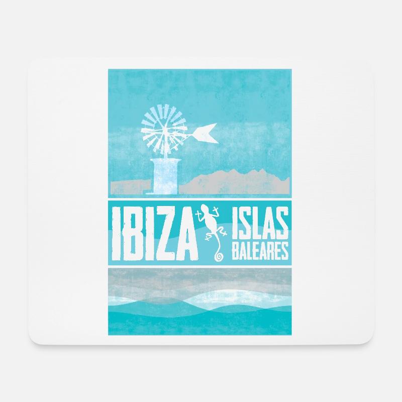 Ibiza mit Windmühle und Meeresblick - Mousepad (Querformat) - Weiß