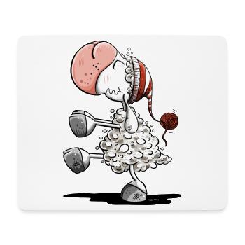 Schlafwandler Schaf mit Schlafmütze - Mousepad (Querformat) - Weiß - Vorne