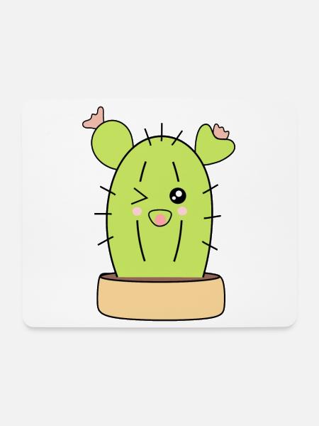 Kawaii Kaktus, Kakteen, Sukkulenten, Pflanze cute - Mousepad (Querformat) - Weiß