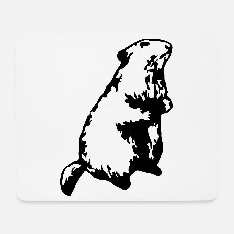 Murmeltier Alpen - Mousepad (Querformat) - Weiß