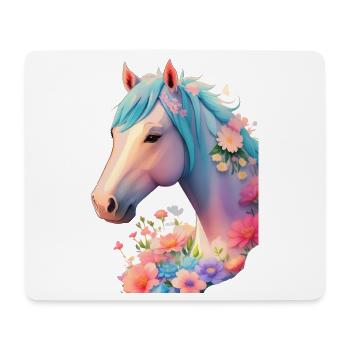 Cheval fleur - Tapis de souris (format paysage) - blanc - Devant