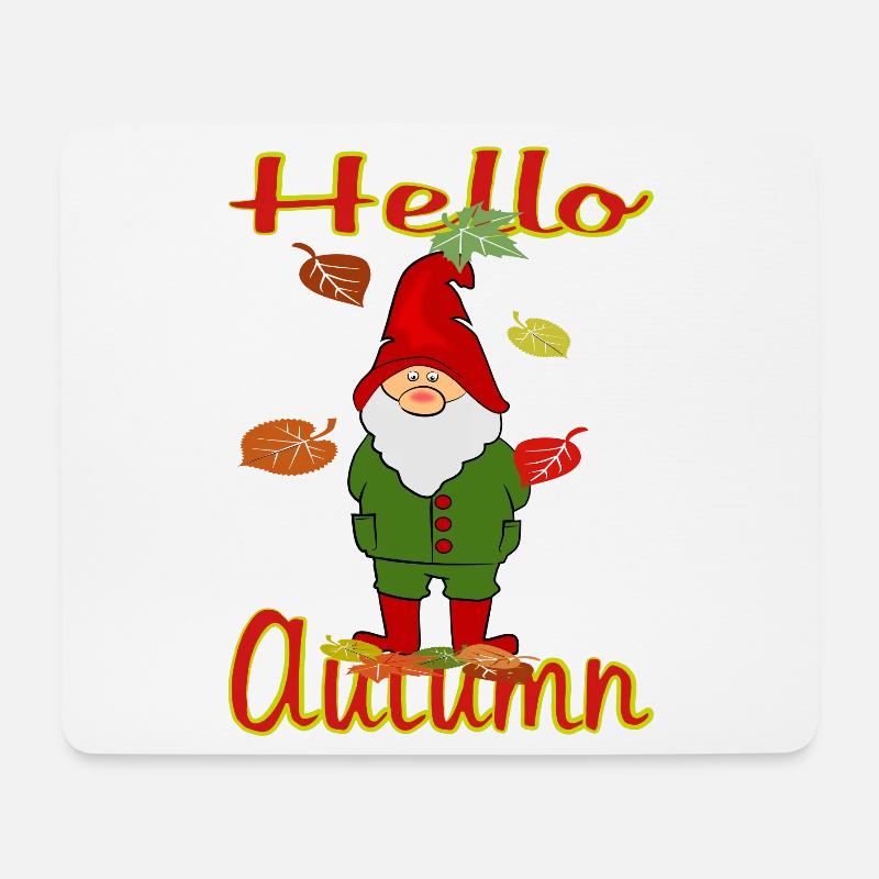 Wichtel mit Herbstlaub - Mousepad (Querformat) - Weiß