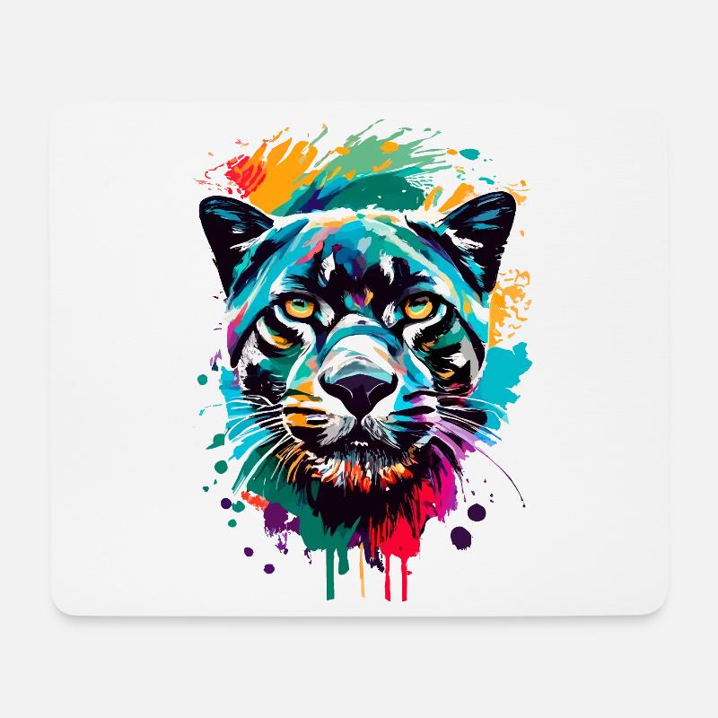 Panther Jaguar Leopard - Schwarzer Panther Katze - Mousepad (Querformat) - Weiß