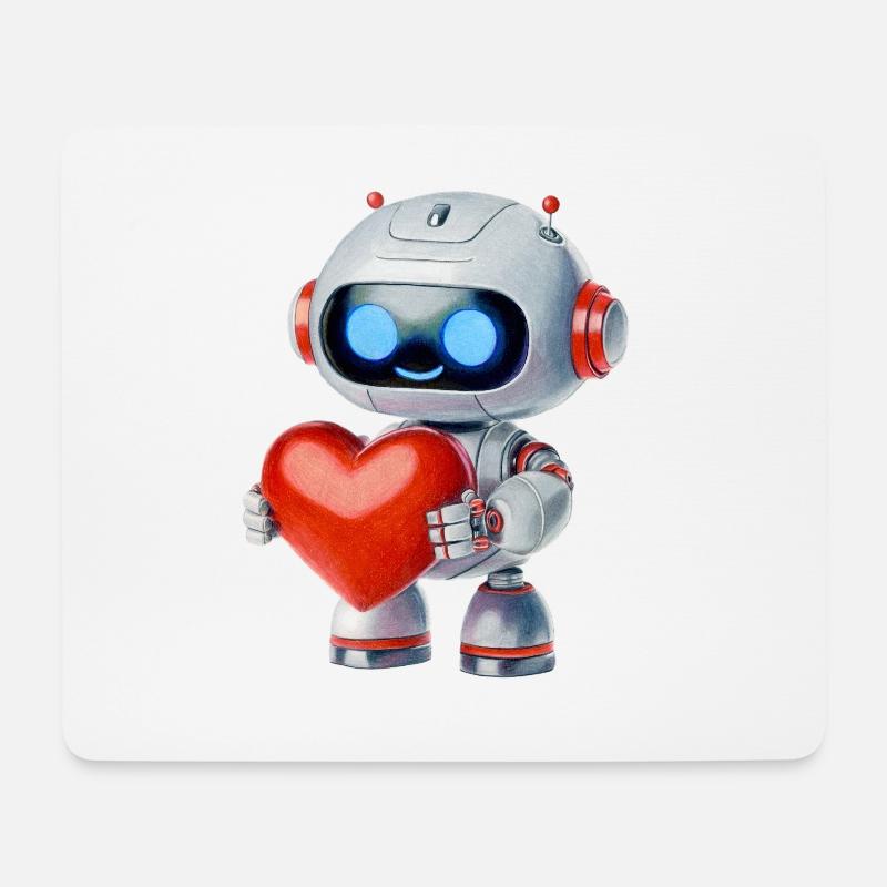 Robots with a heart - Mouse Pad (horizontal) - white