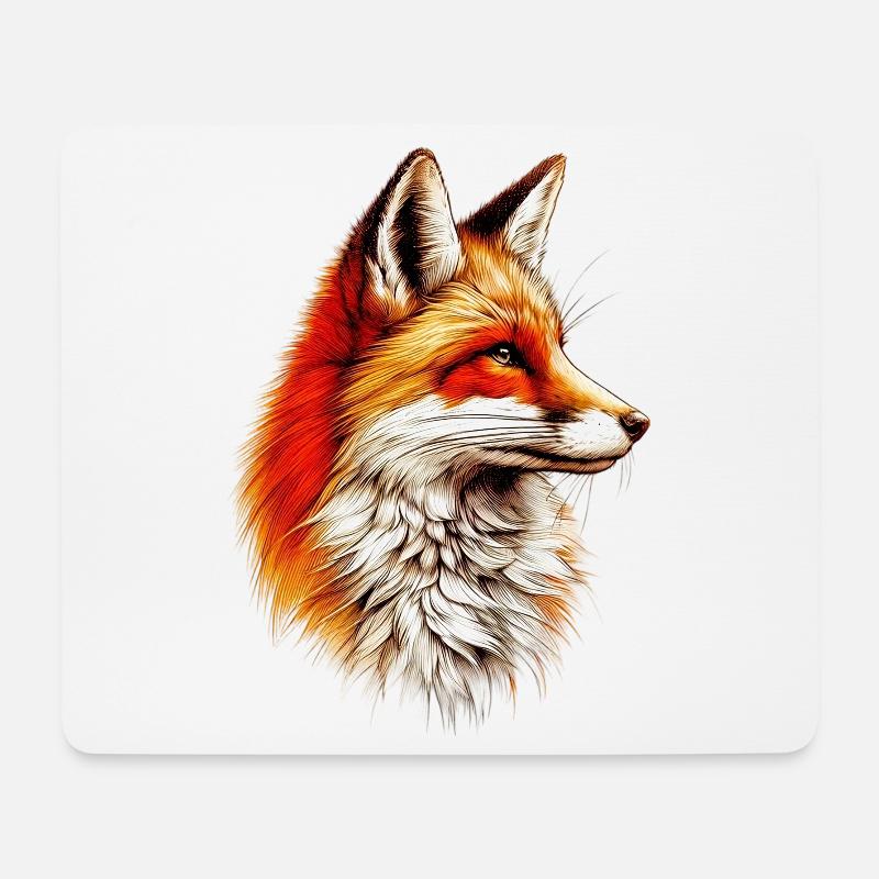 Renard - Tapis de souris (format paysage) - blanc