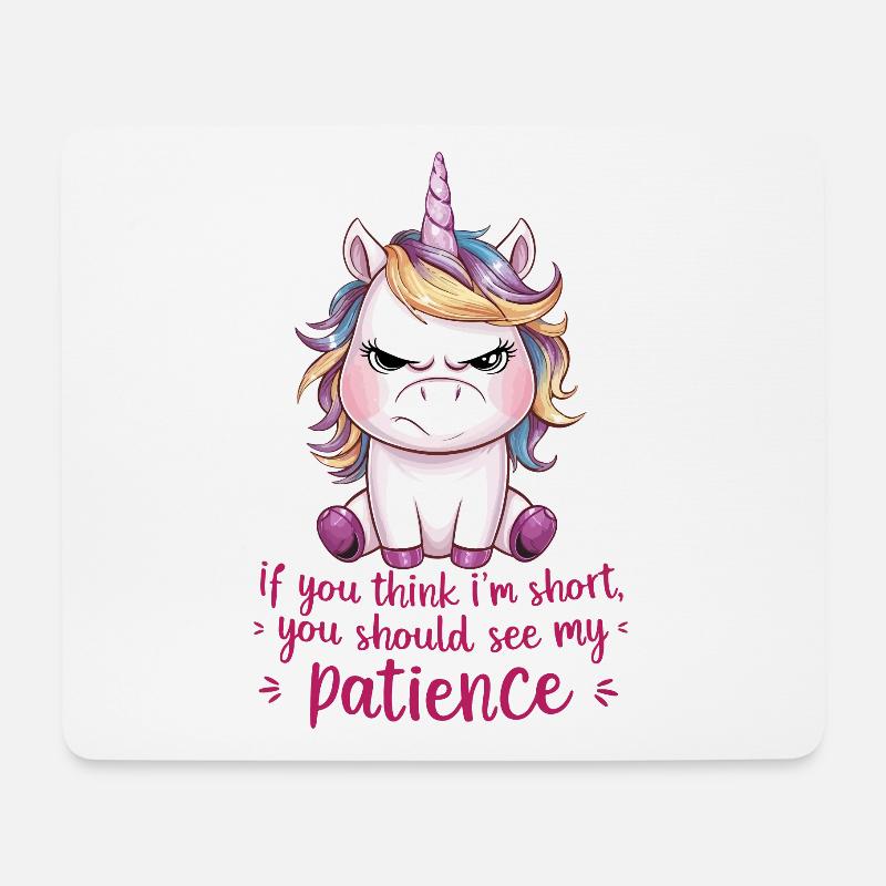 Süsses kleines Einhorn am Ende mit der Geduld - Mousepad (Querformat) - Weiß