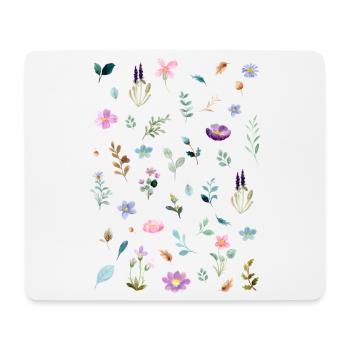 Watercolor Florals on Black - Mouse Pad (horizontal) - white - Front