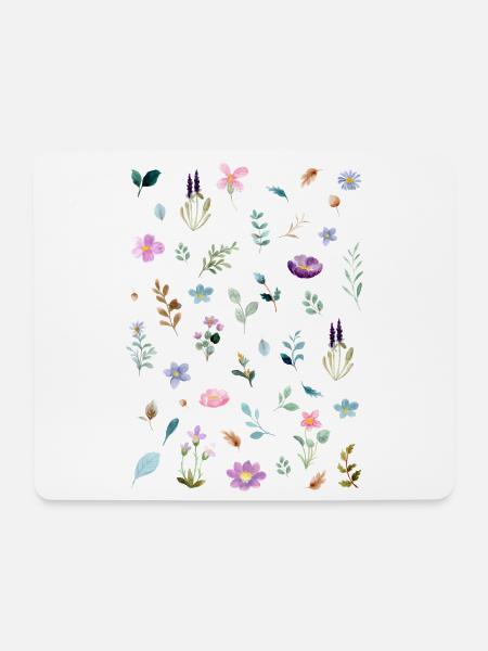 Aquarell Blumen auf Schwarz - Mousepad (Querformat) - Weiß