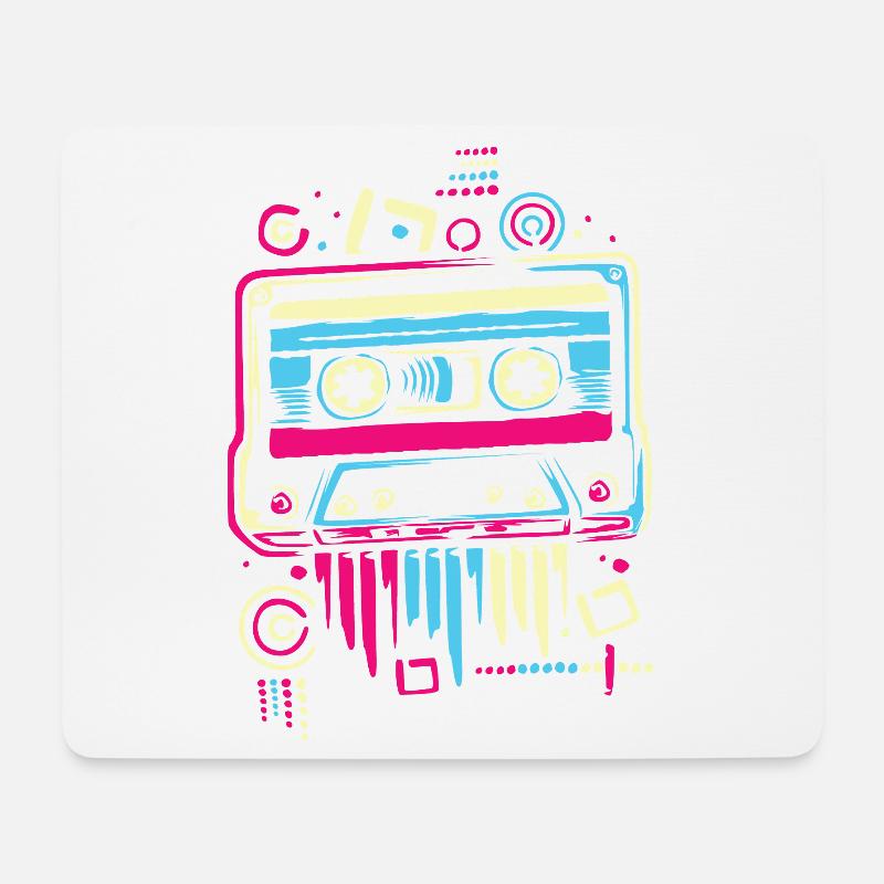 Retro Kassetten-Design – Bunte 80s & 90s Vintage - Mousepad (Querformat) - Weiß