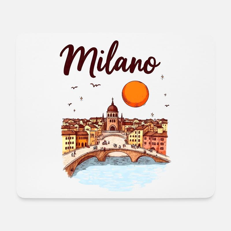 Milan Skyline – la métropole italienne de la mode et du design - Tapis de souris (format paysage) - blanc