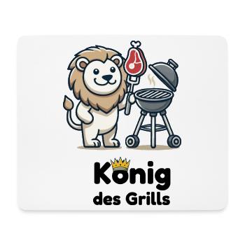 Löwe am Grill mit Krone - Mousepad (Querformat) - Weiß - Vorne