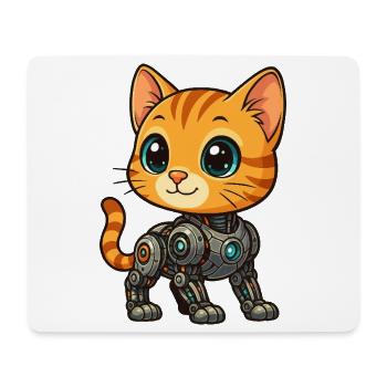 Cute Kitten Cyborg Robot Cartoon - Mouse Pad (horizontal) - white - Front