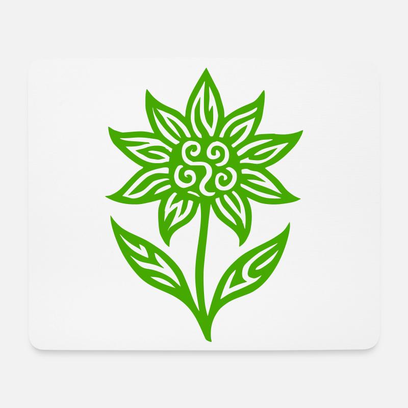 Kreative Blume mit Tribalmuster - Farbe variabel - Mousepad (Querformat) - Weiß