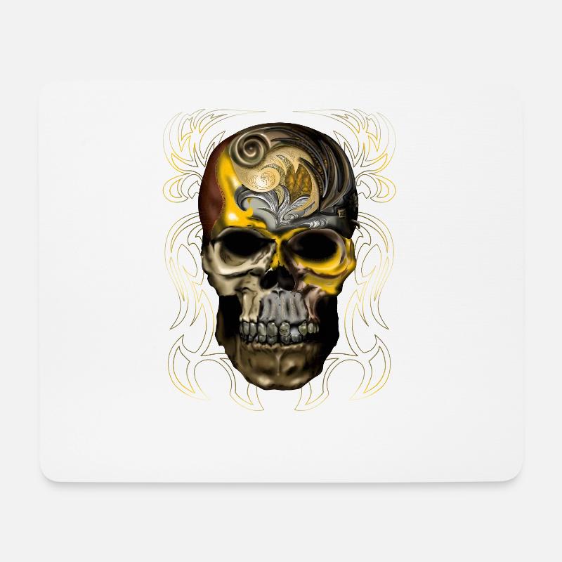 Goldener Totenschädel Ornament - Mousepad (Querformat) - Weiß