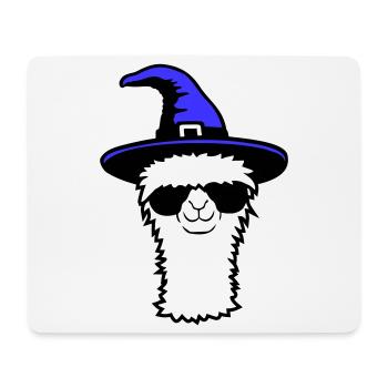 Lama Cool Hexenhut Sonnenbrille Halloween Alpaka - Mousepad (Querformat) - Weiß - Vorne