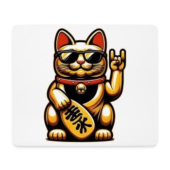 Metal-Neko – Rockige Maneki Neko Katze - Mousepad (Querformat) - Weiß - Vorne