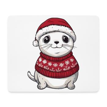 Robbe Tier Weihnachten - Mousepad (Querformat) - Weiß - Vorne
