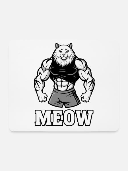 Meow Gym Cat – lustiger Bodybuilding-Humor - Mousepad (Querformat) - Weiß