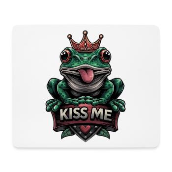green cheeky frog with crown and text "Kiss me" - Mouse Pad (horizontal) - white - Front