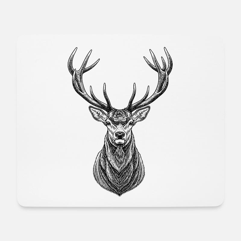 Hirsch Geweih | Jäger Wald & Natur Geschenk - Mousepad (Querformat) - Weiß
