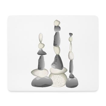 Trois tours de pierre équilibrées de style zen - Tapis de souris (format paysage) - blanc - Devant
