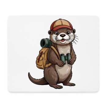 Loutre en look de trekking - Tapis de souris (format paysage) - blanc - Devant