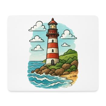 Leuchtturm am Küstenpfad - Mousepad (Querformat) - Weiß - Vorne
