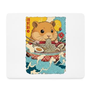 Hamster Ramen Noodles Japanese Art Anime - Mouse Pad (horizontal) - white - Front
