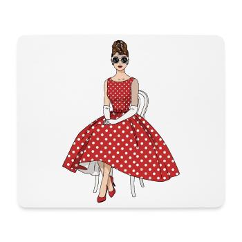 Vintage Polka Dot Dress Fifties - Mouse Pad (horizontal) - white - Front