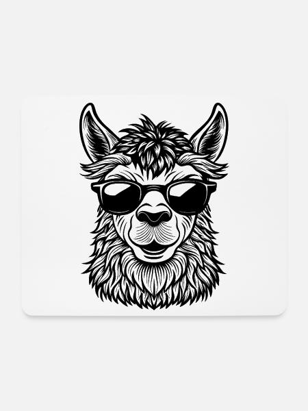 Lama-Gesicht - Mousepad (Querformat) - Weiß