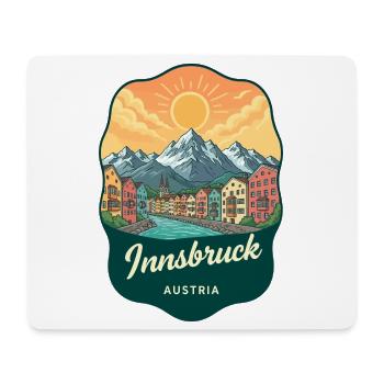 Innsbruck Alps Vintage Sunset Badge - Mouse Pad (horizontal) - white - Front
