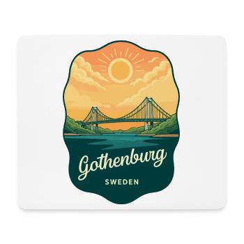 Badge de voyage rétro Sunset de Goteborg Suède - Tapis de souris (format paysage) - blanc - Devant