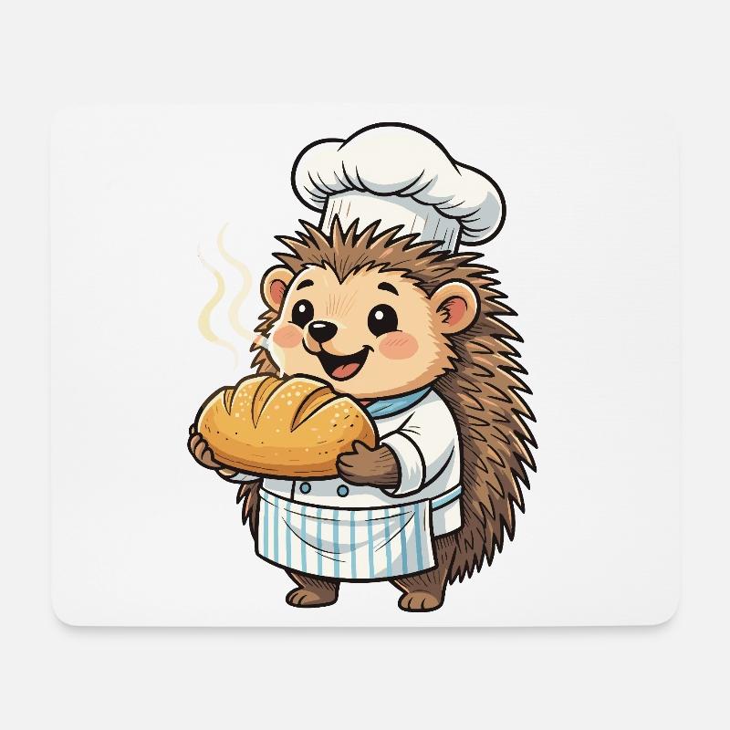Igelkoch bäckt goldenes Brot - Mousepad (Querformat) - Weiß