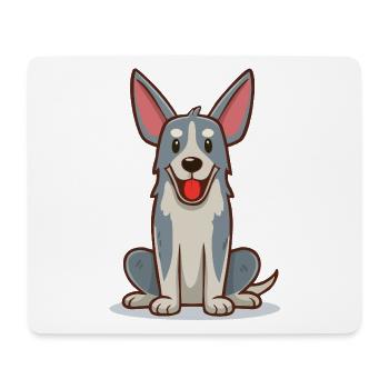 Petit chien gris drôle (bande dessinée) - Tapis de souris (format paysage) - blanc - Devant