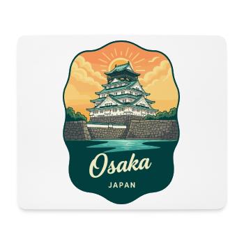 Osaka Castle Japan Retro Sonnenuntergang Reiseabzeichen - Mousepad (Querformat) - Weiß - Vorne