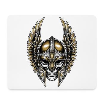 Wikingerschädel Gold- und weißflügeliger Helm Totemkrieger - Mousepad (Querformat) - Weiß - Vorne