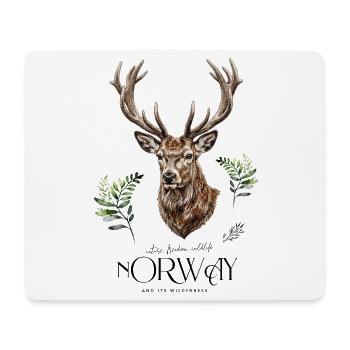 Head of deer with antlers Norway wilderness - Mouse Pad (horizontal) - white - Front