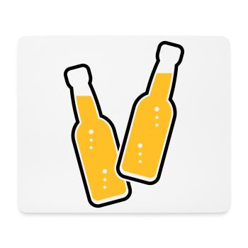 2 Flaschen Stoßen An (Bier / Limonade / POS 2C) - Mousepad (Querformat) - Weiß - Vorne