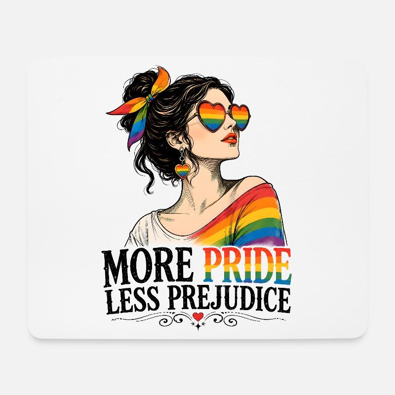 More Pride Less Prejudice LGBTQ Retro Design - Mousepad (Querformat) - Weiß